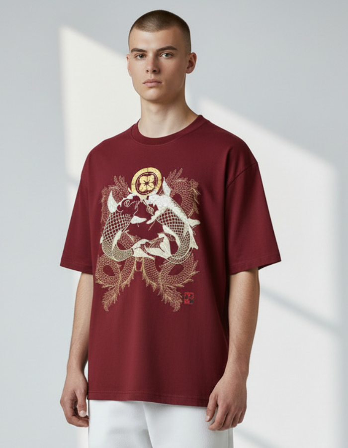 Embroidered koi t-shirt